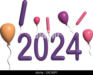 Une illustration d'une icône de célébration 2024, capturant l'esprit festif de la nouvelle année avec un design vibrant et festif Illustration de Vecteur