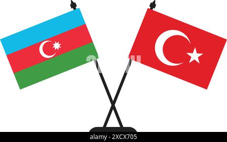 Une illustration montrant les drapeaux de l'Azerbaïdjan et de la Turquie, symbolisant la forte amitié et le partenariat entre les deux Nations Illustration de Vecteur