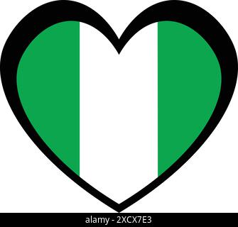 Une illustration d'une icône de coeur avec le drapeau du Nigeria, symbolisant l'amour et la fierté pour le Nigeria Illustration de Vecteur