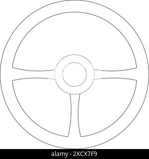 Icône de ligne représentant un volant, représentant la commande du véhicule et la conception automobile Illustration de Vecteur