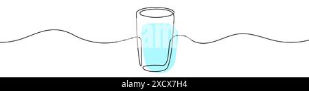 Dessin au trait modifiable en continu de verre. Arrière-plan de dessin d'une ligne. Illustration vectorielle. Icône vitreuse sur une ligne. Illustration de Vecteur