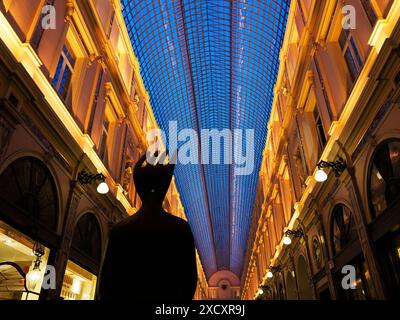 Les Galeries Royales Saint Hubert au crépuscule à Bruxelles Belgique Banque D'Images
