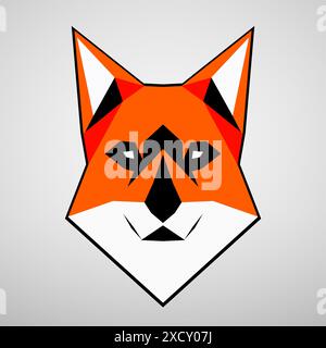 Tête de renard avec un visage rouge sur fond blanc, vector art, sots compris Sticker. Avatar de dessin animé. Logo Fox. Illustration vectorielle Illustration de Vecteur