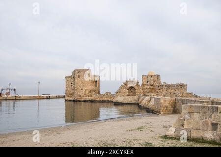 Liban, Saida, château de mer Banque D'Images