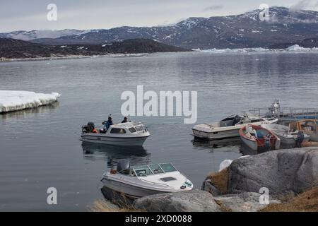 Oqaatsut - un petit village isolé au nord d'Ilulissat dans l'ouest du Groenland. Banque D'Images