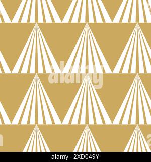Motif géométrique abstrait avec triangle sur fond or. Un arrière-plan vectoriel transparent. Motif graphique moderne. Motif blanc et doré. Banque D'Images