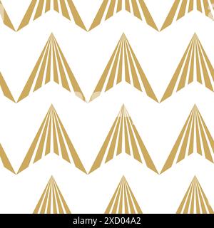 Motif géométrique abstrait avec triangle sur fond blanc. Un arrière-plan vectoriel transparent. Motif graphique moderne. Motif blanc et doré. Banque D'Images
