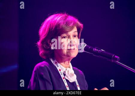 Cracovie, Pologne, le 19 juin 2024. Teresa Ribeiro, Représentante pour la liberté des médias, OSCE, prononce son discours lors du Forum européen sur la cybersécurité CyberSec à EXPO Cracovie. La conférence se concentre sur les défis et les opportunités pour la sécurité numérique en Europe dans des domaines tels que l’administration publique, l’armée ou les entreprises, dans un environnement en rapide évolution, lié à l’introduction de l’IA et aux conflits en Ukraine. Crédit : Dominika Zarzycka/Alamy Live News. Banque D'Images