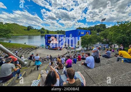 Projection publique de l'UEFA Football 2024 à Munich en Allemagne Banque D'Images