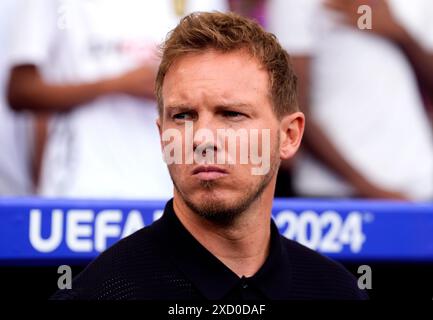 L'entraîneur allemand Julian Nagelsmann lors du match du groupe A De l'UEFA Euro 2024 à la Stuttgart Arena de Stuttgart, en Allemagne. Date de la photo : mercredi 19 juin 2024. Banque D'Images