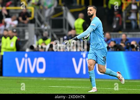 Dortmund, Allemagne. 18 juin 2024. Giorgi Mamardashvili (25 ans) de Géorgie photographié lors d'un match de football entre les équipes nationales de Turquie et de Géorgie lors de la première journée du Groupe F dans la phase de groupes du tournoi UEFA Euro 2024, le mercredi 18 juin 2024 à Dortmund, Allemagne . Crédit : Sportpix/Alamy Live News Banque D'Images