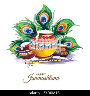 Joyeux festival janmashtami fond Illustration de Vecteur