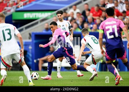 Stuttgart, Allemagne. 19 juin 2024. Football, UEFA Euro 2024, Championnat d'Europe, Allemagne - Hongrie, Tour préliminaire, groupe A, Journée 2, Stuttgart Arena, Jamal Musiala allemand en action. Crédit : Federico Gambarini/dpa/Alamy Live News Banque D'Images
