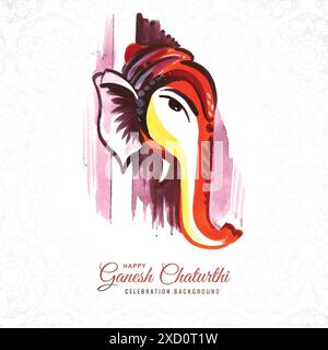 Belle aquarelle Lord ganesha pour la conception de cartes ganesh chaturthi Illustration de Vecteur