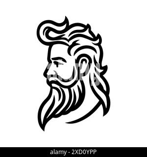 Logo Zeus ou icône de ligne moderne. Dessin au trait vectoriel et conception d'icône avec contour audacieux. Noir et blanc le symbole minimaliste Pixel Perfect isole le dos blanc Illustration de Vecteur