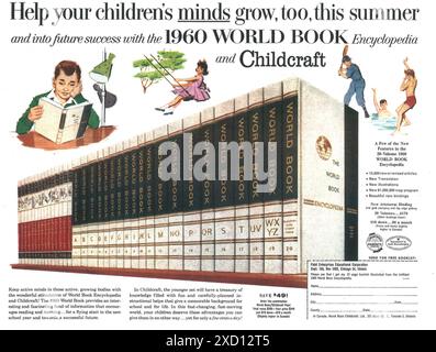 1960 World Book Encyclopedia ad- 'Aidez l'esprit de vos enfants à grandir' Banque D'Images