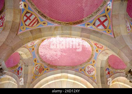 Dalles de plafond, Hospital de la Santa Creu i Sant Pau, Art Nouveau Complex, modernisme architecte Lluís Domènech i Montaner, Barcelone, Catalogne, Espagne Banque D'Images