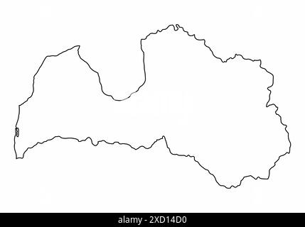 Carte de contour de Lettonie isolé sur fond blanc Illustration de Vecteur