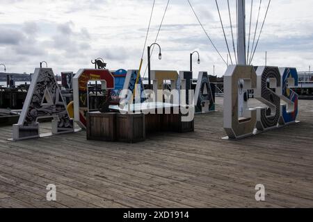 Panneau de navire de recherche CSS Acadia à la promenade riveraine à Halifax, Nouvelle-Écosse, Canada Banque D'Images