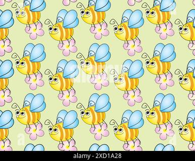 L'enfant sans contexte avec drôle d'abeilles Illustration de Vecteur