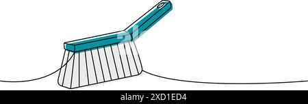 Brosse de nettoyage dessin continu d'une ligne colorée. Illustration d'une ligne continue des outils d'entretien de nettoyage. Illustration linéaire vectorielle. Illustration de Vecteur