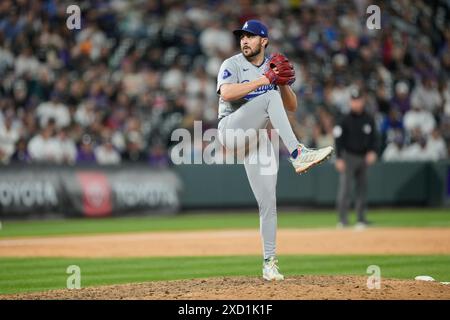 Denver CO, États-Unis. 18 juin 2024. Alex VESA (51) lance un pitch pendant le match entre les Dodgers de Los Angeles et les Rockies du Colorado qui se tient au Coors Field à Denver Co. David Seelig/Cal Sport Medi. Crédit : csm/Alamy Live News Banque D'Images