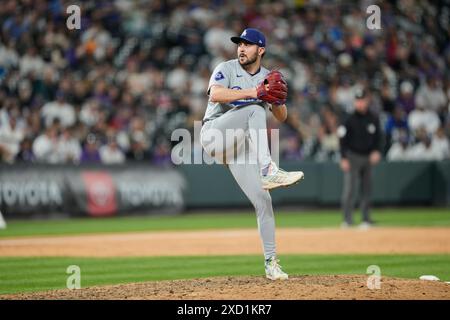 Denver CO, États-Unis. 18 juin 2024. Alex VESA (51) lance un pitch pendant le match entre les Dodgers de Los Angeles et les Rockies du Colorado qui se tient au Coors Field à Denver Co. David Seelig/Cal Sport Medi. Crédit : csm/Alamy Live News Banque D'Images