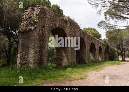 Ancien aqueduc romain dans le parc Aurelien de Fréjus (Fréjus, Var, Provence-Alpes-Côte-d’Azur, France) Banque D'Images