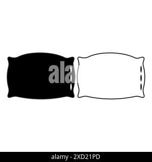 Silhouette d'icône d'oreiller. Icône de contour d'oreiller. Vecteur noir et blanc. Accessoire de literie design. Illustration de Vecteur