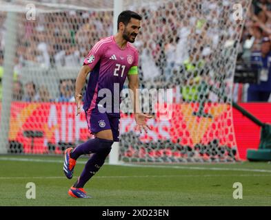 Stuttgart. 19 juin 2024. L’Allemand Ilkay Gundogan célèbre le but lors du match de l’UEFA Euro 2024 Groupe A entre l’Allemagne et la Hongrie à Stuttgart, Allemagne, le 19 juin 2024. Crédit : Philippe Ruiz/Xinhua/Alamy Live News Banque D'Images