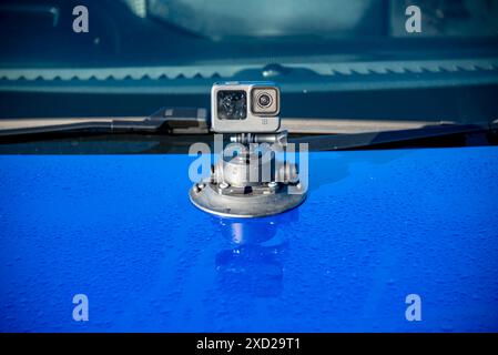 Filmage vidéo pendant un Road trip Banque D'Images