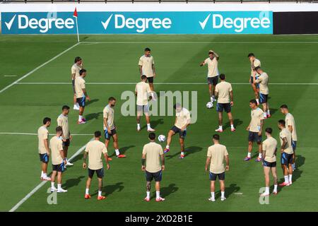 Atlanta, États-Unis. 19 juin 2024. Les footballeurs argentins lors d'une séance d'entraînement avant le match contre le Canada pour la Copa America USA 2024, groupe A, phase de groupes, au terrain de sport de l'Université de Kennesaw, près d'Atlanta, le 19 juin 2024. Crédit : Alejandro Pagni/Alamy Live News Banque D'Images