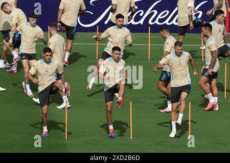 Atlanta, États-Unis. 19 juin 2024. Les joueurs argentins participeront à une séance d’entraînement avant le match contre le Canada pour la Copa America USA 2024, groupe A, phase de groupes, au terrain de sport de l’Université de Kennesaw, près d’Atlanta, le 19 juin 2024. Crédit : Alejandro Pagni/Alamy Live News Banque D'Images