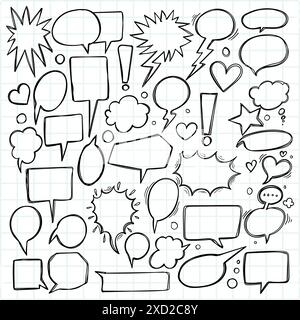 Dessin à la main, motif à bulles de discours Illustration de Vecteur