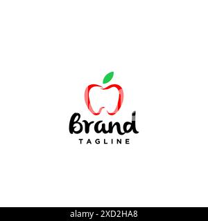 Design créatif du logo dentaire Apple. Icône de dent sous la forme d'Un logo Red Apple. Illustration de Vecteur