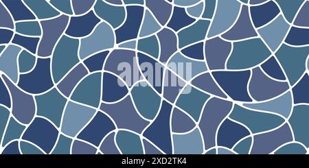 Motif arrondi de carreaux de pierre de mosaïque dosée, fond gris de plancher de pavage. Ornement sans couture de vecteur avec texture de galet. Surface de chaussée avec des lignes courbes ondulées et entrelacées, trottoir ou chemin de jardin Illustration de Vecteur