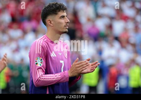 Stuttgart, Allemagne. 19 juin 2024. L'Allemand Kai Havertz célèbre la victoire après le match de football UEFA Euro 2024, Groupe A, entre l'Allemagne et la Hongrie le 19 juin 2024 au MHPArena de Stuttgart, Allemagne - photo Jean Catuffe/DPPI crédit : DPPI Media/Alamy Live News Banque D'Images