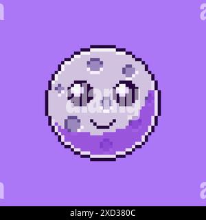 Illustration vectorielle de la lune mignonne avec Pixel Art Design, parfait pour les conceptions à thème d'actifs de jeu Illustration de Vecteur