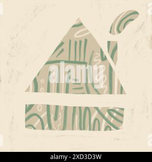 Cette image présente une composition paisible de la forme abstraite de la maison et des lignes sur un fond discret, parfait pour un design minimaliste ou contemporain se Banque D'Images