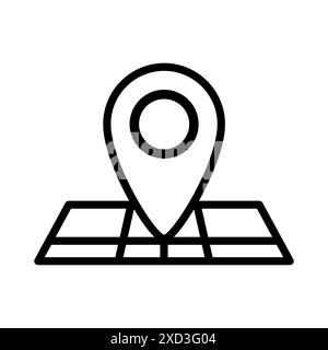 Icône vectorielle GPS. Icône d'épingle noire de la carte. Icône linéaire minimaliste d'une épingle de localisation marquant un point sur une carte simple Illustration de Vecteur