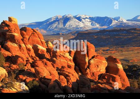 Géographie / voyage, États-Unis, Utah, Moab, Fiery Furnace et montagnes de la Sal, parc national d'Ark, Moab, AUTORISATION-SUPPLÉMENTAIRE-INFO-NON-DISPONIBLE Banque D'Images