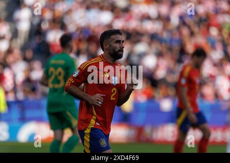 Dani Carvajal pendant le match UEFA Euro 2024 entre les équipes nationales d'Espagne et de Croatie à l'Olympiastadion, Berlin, Allemagne (Maciej Rogowski) Banque D'Images