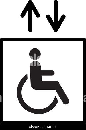 Ascenseur pour personne handicapée signe sur un fond blanc Illustration de Vecteur