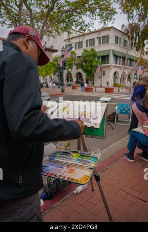 artiste peignant un tableau Banque D'Images