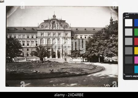 1., Schmerlingplatz 10-11 - Justizpalast (reproduction) vraisemblablement : Martin Gerlach sen. (1846—1918), photographe, Gerlach & Wiedling (Buch- und Kunstverlag), maison d'édition Timtom, bâtiment de cour, jardins publics, parc, Justizpalast, Schmerlingplatz vers 1905 (image), vers 1959 (reproduction) Banque D'Images