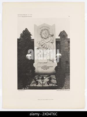 Friedhof Hernals, Grabdenkmal Julius Groppenberger, Bildhauer Carl Costenoble (Blatt Nr. 14 aus : künstlerische Grabdenkmale. Moderne Architektur & Plastik von Friedhöfen und Kirchen in Oesterreich-Ungarn, Serie 1, Anton Schroll & Co, Wien) Anton Schroll & Co, maison d'édition Leonhard Hilzensauer, tombeau monumental, sculpture, tombe, tombeau vers 1910 (année de publication) Banque D'Images