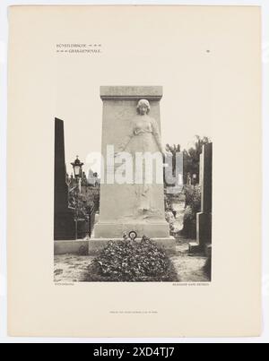 Friedhof Döbling, Grabdenkmal Carl Kunizer, Bildhauer Hans Dietrich (Blatt Nr. 16 aus : künstlerische Grabdenkmale. Moderne Architektur & Plastik von Friedhöfen und Kirchen in Oesterreich-Ungarn, Serie 1, Anton Schroll & Co, Wien) Anton Schroll & Co, maison d'édition Leonhard Hilzensauer, tombeau monumental, sculpture, tombe, tombeau vers 1910 (année de publication) Banque D'Images