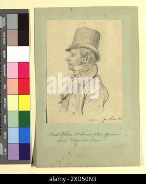 Un autoportrait de 1818 représente Ernst Welker, peintre paysagiste et architectural, capturé par Johann Adam Klein pour le musée de Wien, représentant un personnage historique masculin. Banque D'Images