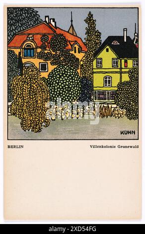 Postkarte der Wiener Werkstätte Nr. 430 : Berlin, Villenkolonie Grunewald Franz Bernhard Kuhn (1889—1952), artiste, Wiener Werkstätte, maison d'édition Timtom/L. Hilzensauer, villa 1911 Banque D'Images