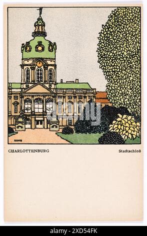 Postkarte der Wiener Werkstätte Nr. 444 : Charlottenburg, Stadtschloss Franz Bernhard Kuhn (1889—1952), artiste, Wiener Werkstätte, maison d'édition Timtom/L. Hilzensauer, château 1911 Banque D'Images